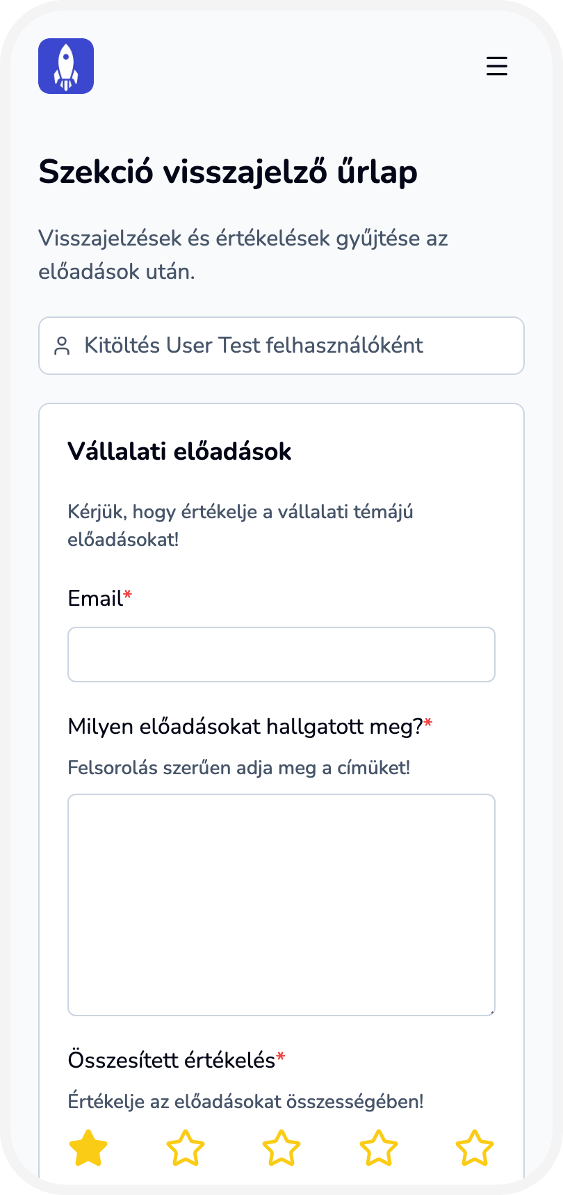 Űrlap résztvevői nézet